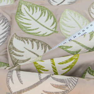 P1100349 Scalamandre Palmer Green Applique And Embroidery Leaves Pattern Blue by Hinson MSRP USD 367/y