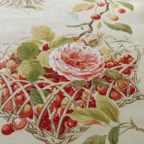 P1480831 BY Yard COLEFAX & FOWLER "CHELWOOD" BASKET CHERRY COTTON PRINT ON LINEN/LINEN BLEND BTY