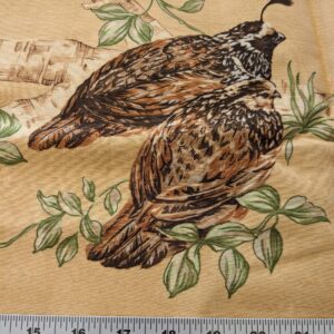 PXL_20240925_173959426 13 EV38 Scalamandre Upland Hand Printed Union Cloth Straw Yellow Floral Berry pheasant bird 1.2y x 53"
