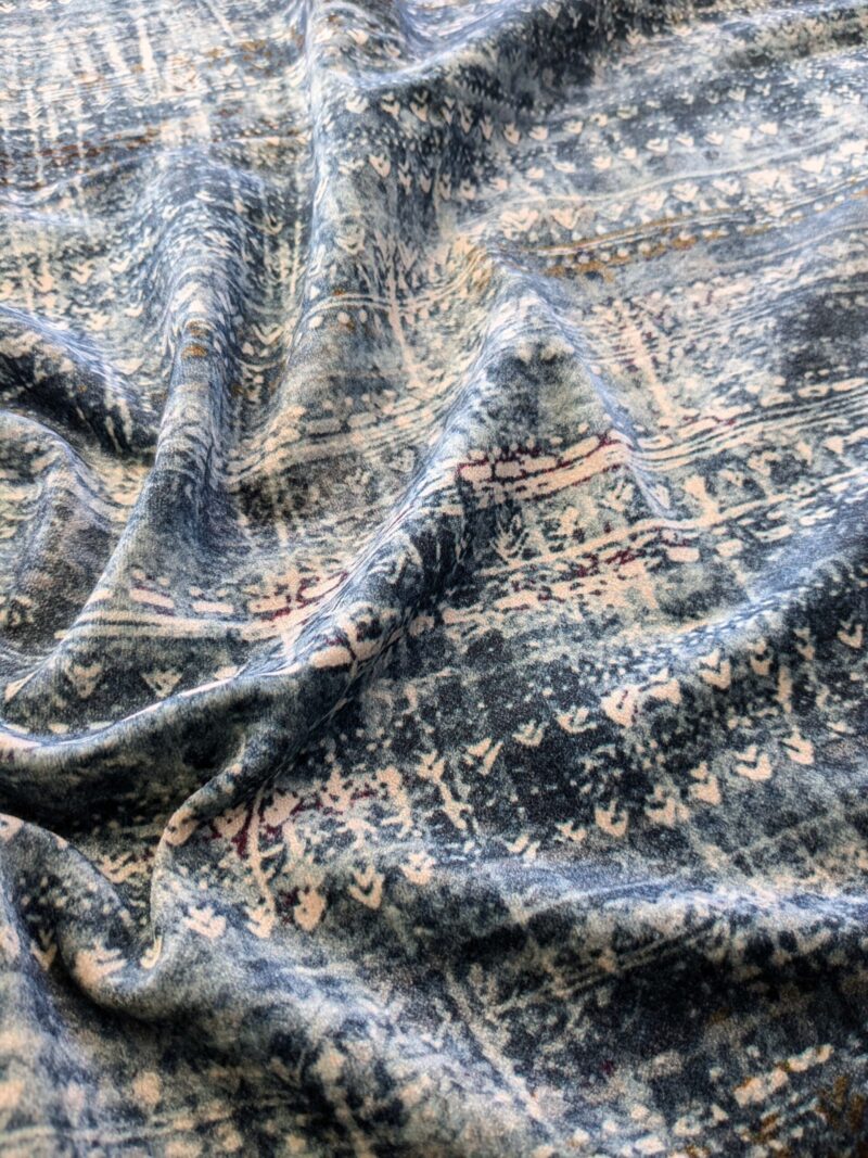 PXL_20240925_181236375 20 EV38  1.2yard x 57" Scalamandre Old World Weavers Travertine Grotto Silverpoint Blue Velvet Abstract Cotton  MSRP USD256/y