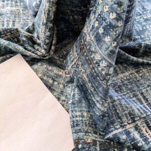 PXL_20240925_181249220 20 EV38  1.2yard x 57" Scalamandre Old World Weavers Travertine Grotto Silverpoint Blue Velvet Abstract Cotton  MSRP USD256/y