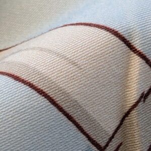 22 EV38 Scalamandre Baldwin Bamboo Print  Cream and Red on Aqua Chinoiserie fabric 1.2y