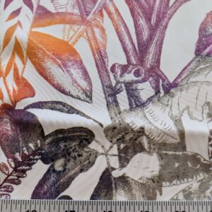 PXL_20240925_205253747 38 EV38 1.2y Fischbacher Benu Splash Citrus Berry Orange Pink Blue White Jungle Bird Floral Print Polyester MSRP USD 300+/y