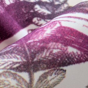 PXL_20240925_205336330 38 EV38 1.2y Fischbacher Benu Splash Citrus Berry Orange Pink Blue White Jungle Bird Floral Print Polyester MSRP USD 300+/y