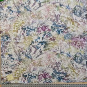 PXL_20240925_205527207 39 EV38 1.2y Christian Fischbacher Benu Splash Midnight Plum Jungle Bird Berry Purple Blue White Bird Floral Print Polyester MSRP USD 300+/y