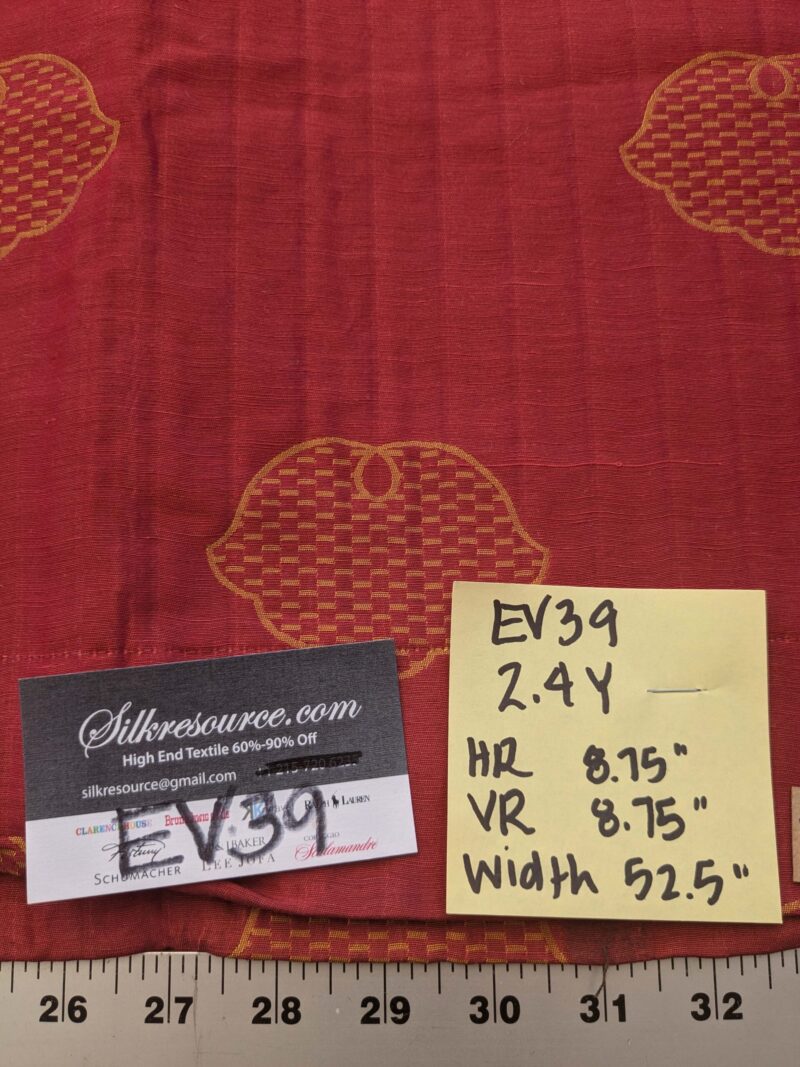 PXL_20240926_195930404 10 EV39 2.4y Scalamandre Colony Fan Faliero Small Scale Red Gold Classy Art Deco