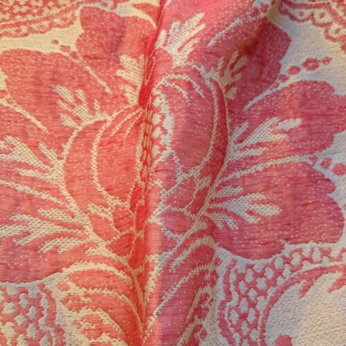 PXL_20241002_202222421 15 EV41 2.4y x 54"  Scalamandre Colony Roma Gran Siecle Eglantine Peach Beige Pink Red Silk Wool Damask Floral MSRP US 440/Y