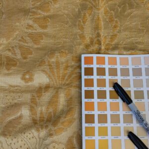 3 EV42 2.4y x 53"w Scalamandre Pugin Gold on Yellow Strie Silk Damask Neoclassical MSRP USD298/y Piece A