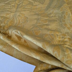 3 EV42 2.4y x 53"w Scalamandre Pugin Gold on Yellow Strie Silk Damask Neoclassical MSRP USD298/y Piece A