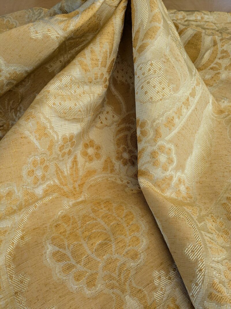 3 EV42 2.4y x 53"w Scalamandre Pugin Gold on Yellow Strie Silk Damask Neoclassical MSRP USD298/y Piece A
