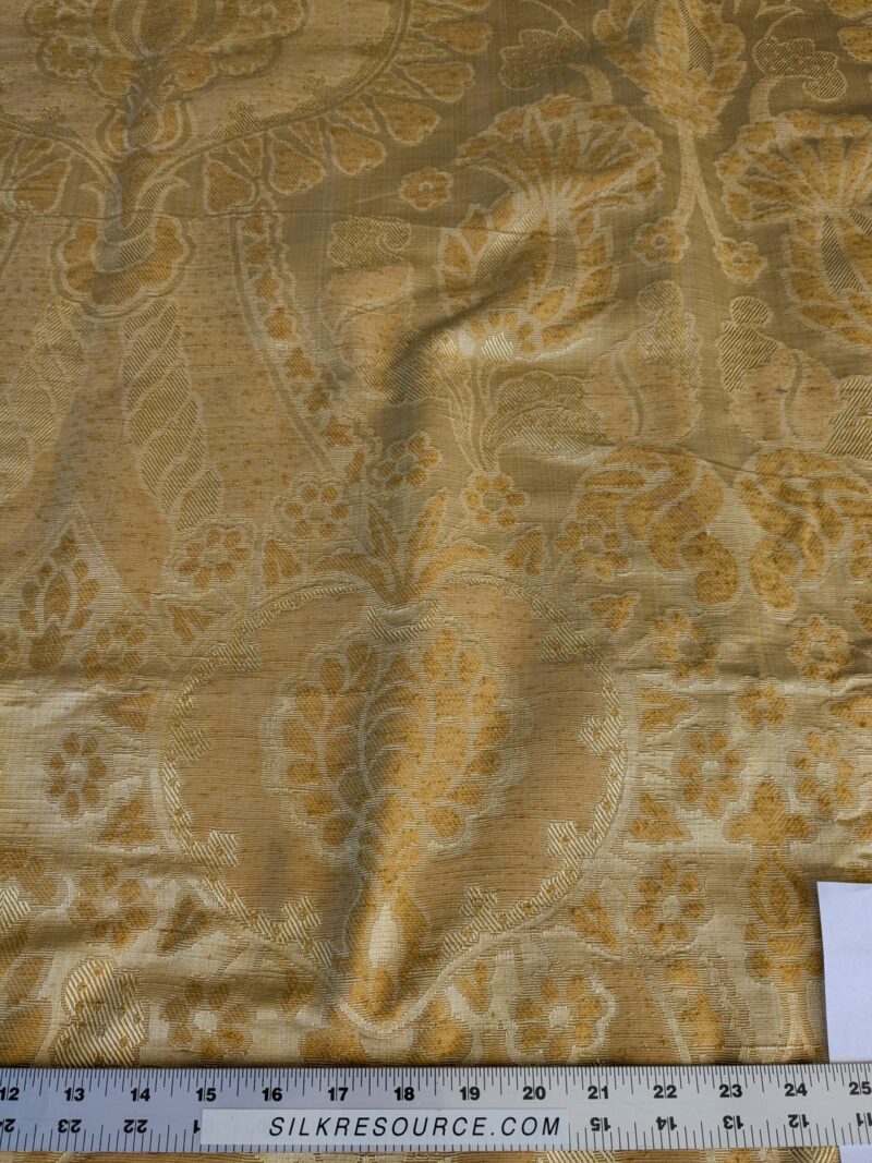 4 EV42 2.4y x 54"w Scalamandre Pugin Gold on Yellow Strie Silk Damask Neoclassical MSRP USD298/y Piece B