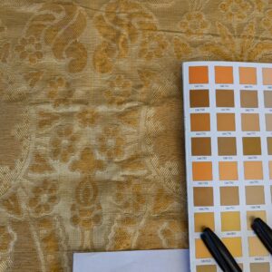 4 EV42 2.4y x 54"w Scalamandre Pugin Gold on Yellow Strie Silk Damask Neoclassical MSRP USD298/y Piece B