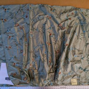 PXL_20241003_173716168 10 EV42 2.4y x 54"w Scalamandre Chahna in Day Lily Gray Silk Embroidery Blue Green Brown daisy Rose Vine & Flower MSRP USD344/y