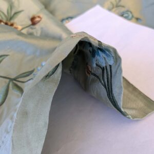 PXL_20241003_173741470 10 EV42 2.4y x 54"w Scalamandre Chahna in Day Lily Gray Silk Embroidery Blue Green Brown daisy Rose Vine & Flower MSRP USD344/y