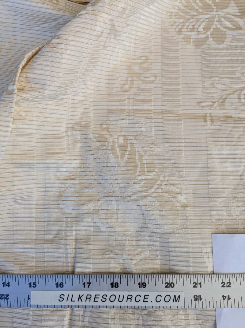 PXL_20241003_175233040 13 EV42 2.3y x 52" Scalamandre “sabrina Gaufre” Damask French Dove Cream Gold Silk Stripe Floral