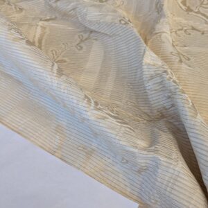 PXL_20241003_175250722 13 EV42 2.3y x 52" Scalamandre “sabrina Gaufre” Damask French Dove Cream Gold Silk Stripe Floral