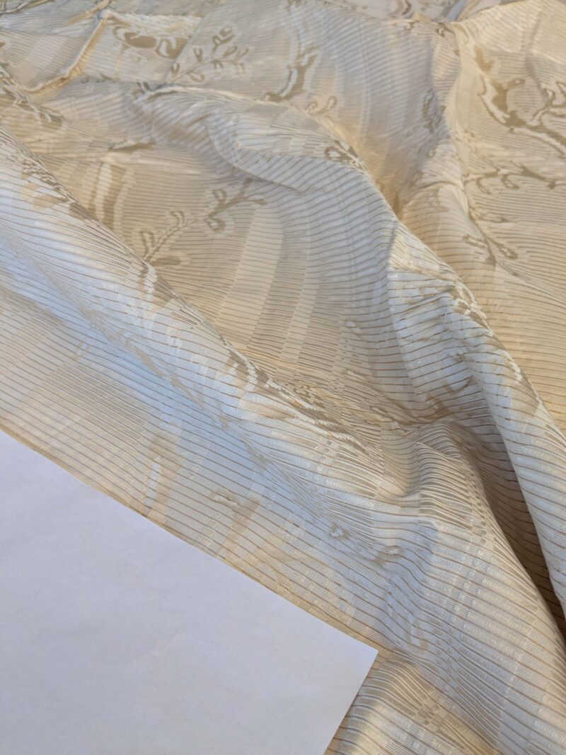 PXL_20241003_175250722 13 EV42 2.3y x 52" Scalamandre “sabrina Gaufre” Damask French Dove Cream Gold Silk Stripe Floral