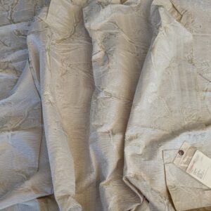 PXL_20241003_175319201 13 EV42 2.3y x 52" Scalamandre “sabrina Gaufre” Damask French Dove Cream Gold Silk Stripe Floral