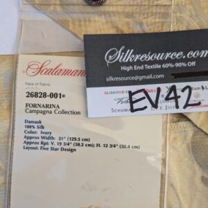 PXL_20241003_190242502 21 EV42 2.4y x 51"w Scalamandre Fornarina Ivory Silk Damask Medallion MSRP USD 648/Y