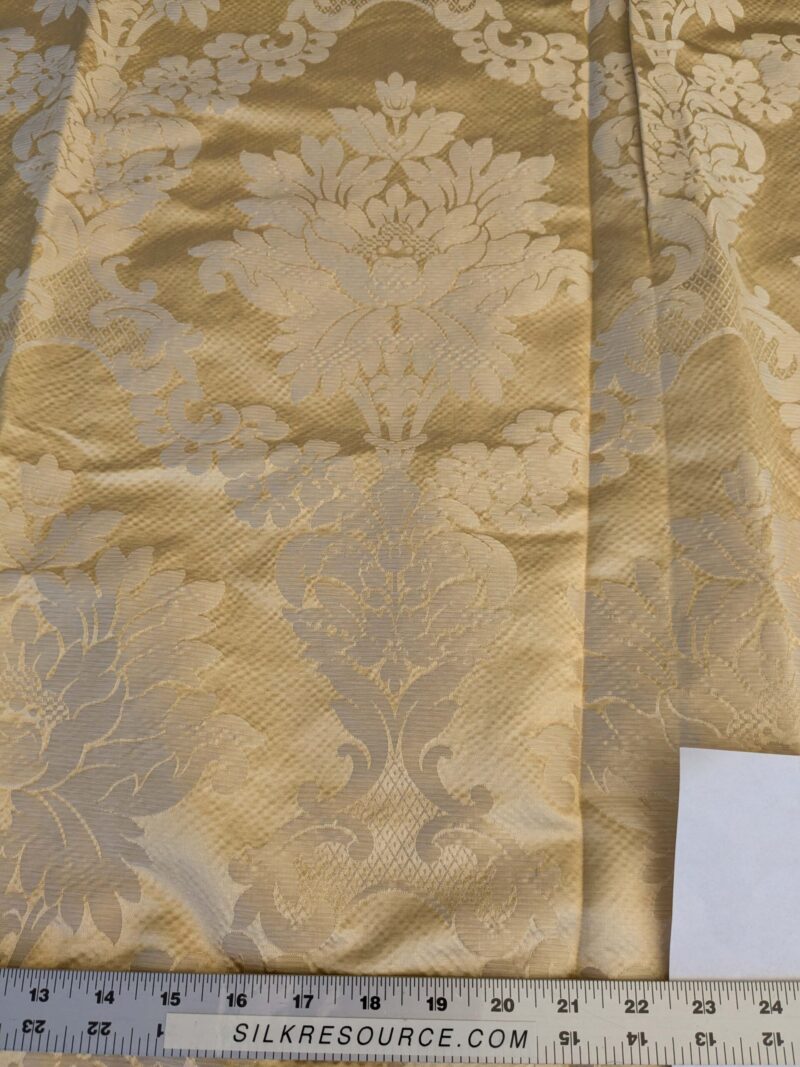 PXL_20241003_191348835 21 EV42 2.4y x 51"w Scalamandre Fornarina Ivory Silk Damask Medallion MSRP USD 648/Y