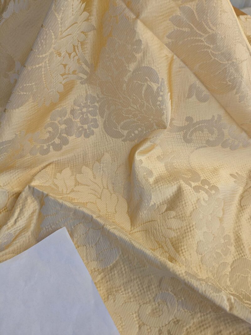PXL_20241003_191610392 21 EV42 2.4y x 51"w Scalamandre Fornarina Ivory Silk Damask Medallion MSRP USD 648/Y