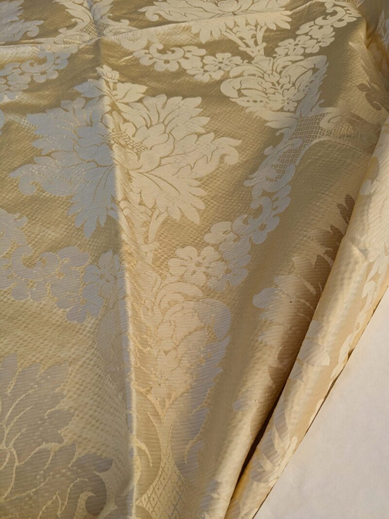PXL_20241003_191622124 21 EV42 2.4y x 51"w Scalamandre Fornarina Ivory Silk Damask Medallion MSRP USD 648/Y