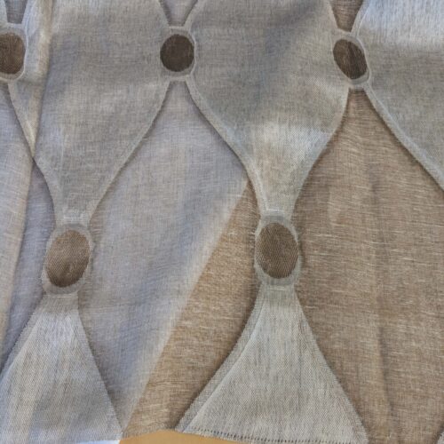 PXL_20241008_180523460 18 EV43 Sheers 2.5y x 54"w Scalamandre Christian Fischbacher Losanghe Twig Brown Gray Diamond Ogee