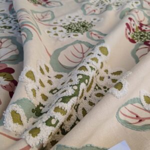 PXL_20241008_190025948 1 EV44 1.2y x 58"w Scalamandre Miranda Red Violet Floral Cotton Print Embroidery MSRP USD646/Yard