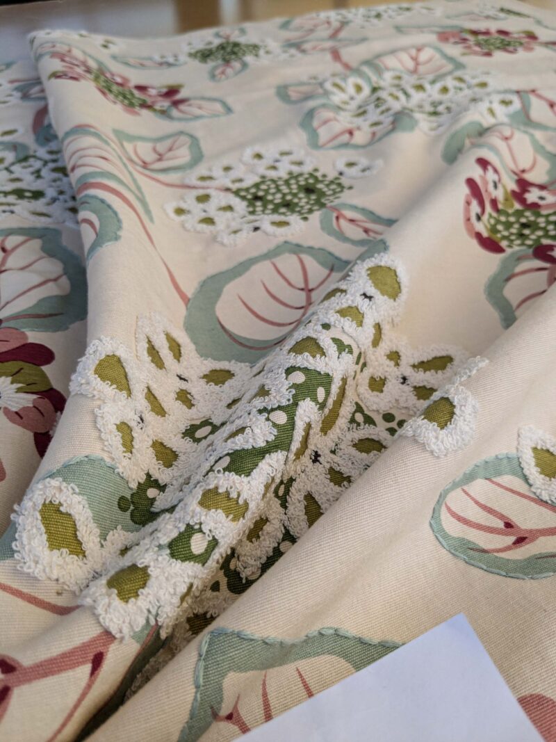 PXL_20241008_190025948 1 EV44 1.2y x 58"w Scalamandre Miranda Red Violet Floral Cotton Print Embroidery MSRP USD646/Yard