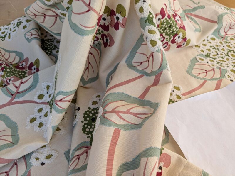 PXL_20241008_190136006 1 EV44 1.2y x 58"w Scalamandre Miranda Red Violet Floral Cotton Print Embroidery MSRP USD646/Yard