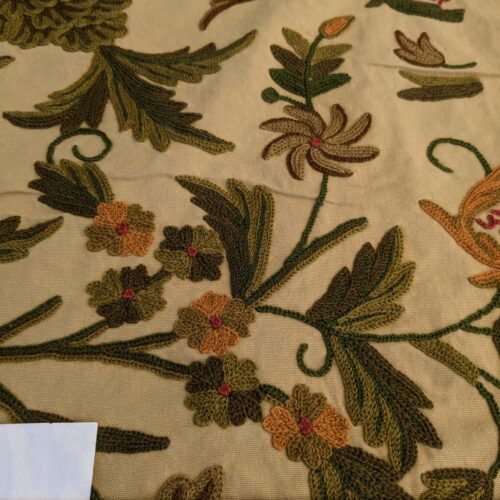 PXL_20241008_194301112 11 EV44 3.2yd x 52"w Scalamandre Old World Weavers Floribunda on Vintage Floral Botanical Tree Foliage Brown Green Red on Vintage Beige Embroidery Historical
