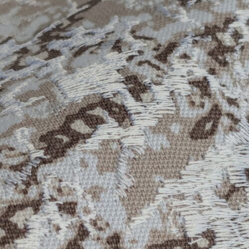 PXL_20241008_200915110 17 EV44 1.2y x 52"w Scalamandre Komodo Modern Nature Carbon Gray Beige Embroidery Print Abstract