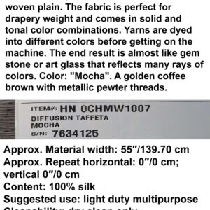 PXL_20241009_175433043 by yard Scalamandre Diffusion Taffeta Mocha Brown Iridescent Silk Taffeta Texture MSRP USD294/y