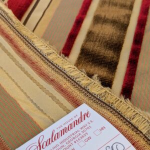 PXL_20241009_202248437 by yard Scalamandre Giacomo Silk Velvet Stripe Burgundy Brown Decadent Silk Pile MSRP USD500/y