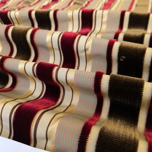 PXL_20241009_202305653 by yard Scalamandre Giacomo Silk Velvet Stripe Burgundy Brown Decadent Silk Pile MSRP USD500/y