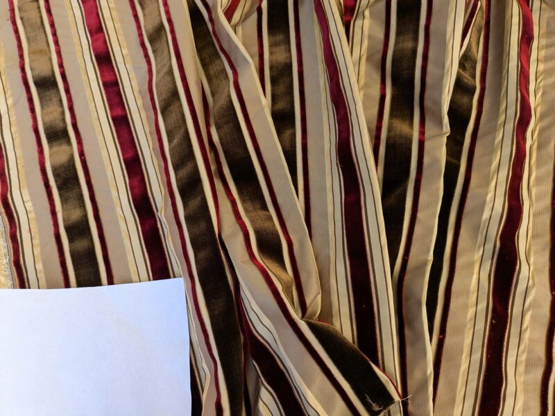 PXL_20241009_202334235 by yard Scalamandre Giacomo Silk Velvet Stripe Burgundy Brown Decadent Silk Pile MSRP USD500/y