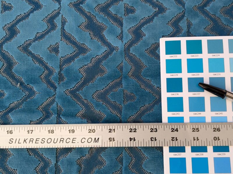 PXL_20241014_194142409.PORTRAIT.ORIGINAL 1.5yard Scalamandre Echo Velvet Peacock Blue Geometric MSRP USD 316/y