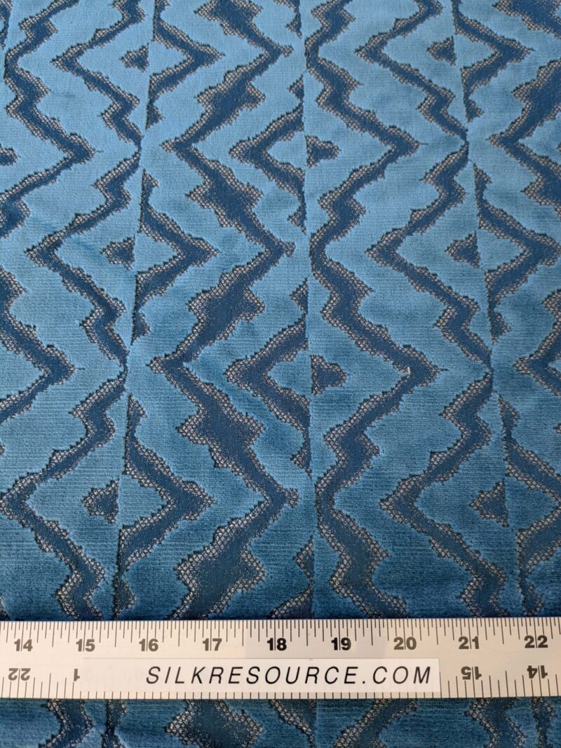 PXL_20241014_194224630 1.5yard Scalamandre Echo Velvet Peacock Blue Geometric MSRP USD 316/y