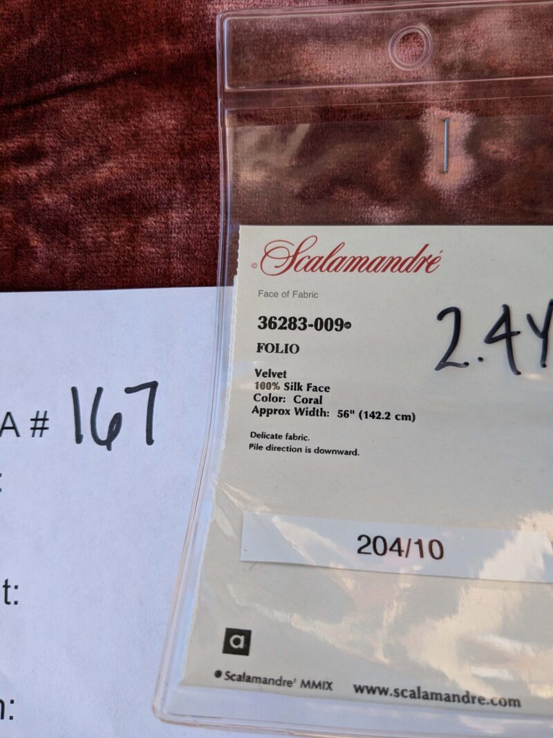 PXL_20241014_194848853 2.4yard with small stains Scalamandre Folio Coral Red Pink Superb Silk Velvet With Cuddly Silk Pile Yet Durable MSRP USD 566/y