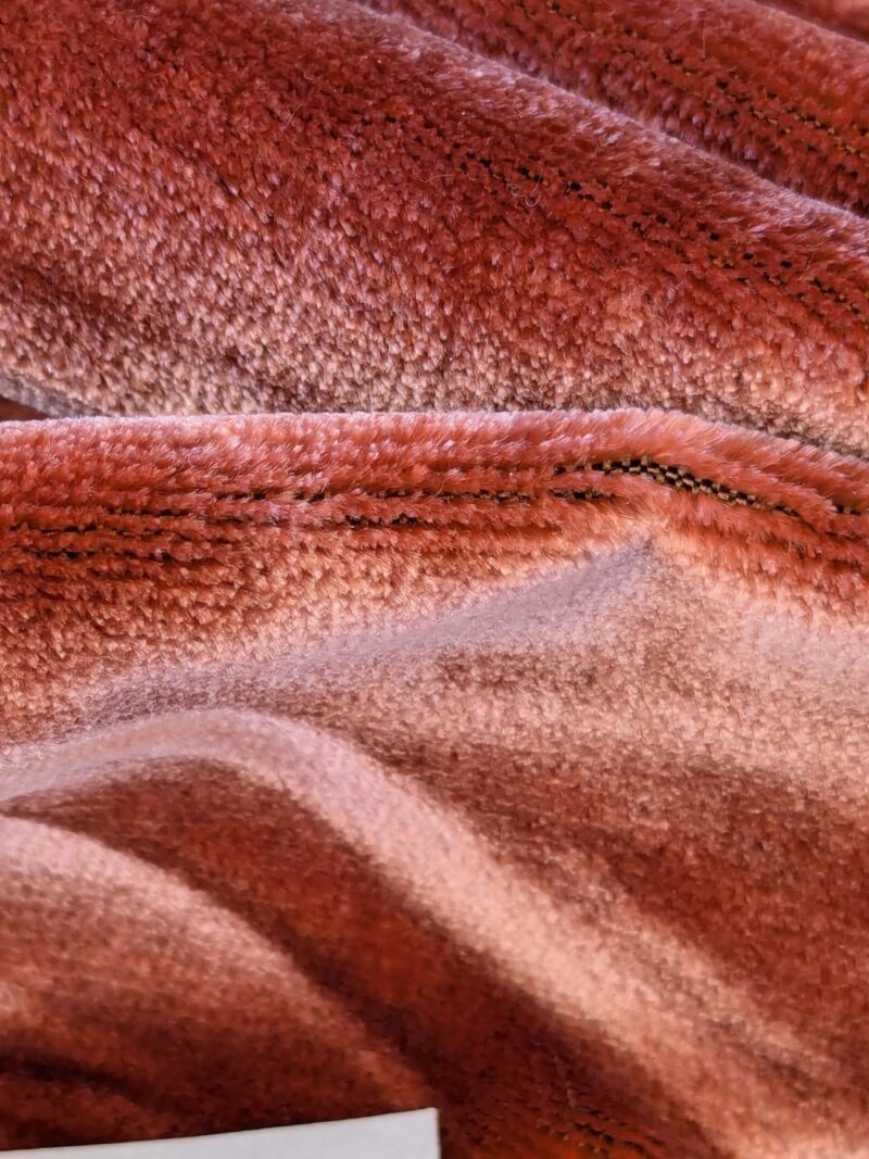 PXL_20241014_195049901 2.4yard with small stains Scalamandre Folio Coral Red Pink Superb Silk Velvet With Cuddly Silk Pile Yet Durable MSRP USD 566/y