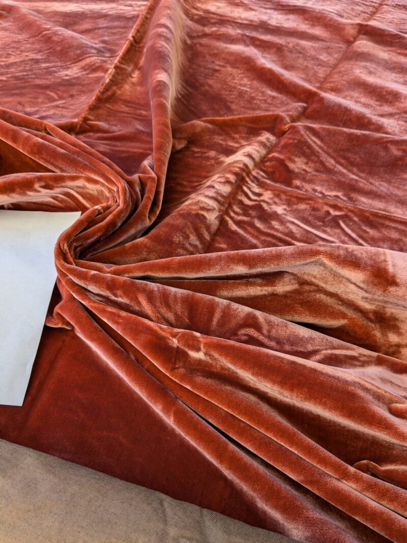 PXL_20241014_195058917 2.4yard with small stains Scalamandre Folio Coral Red Pink Superb Silk Velvet With Cuddly Silk Pile Yet Durable MSRP USD 566/y