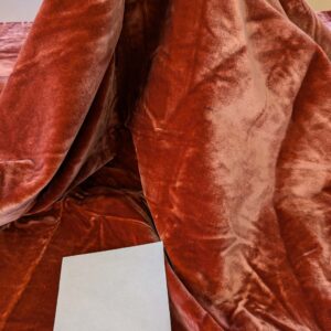 PXL_20241014_195107090 2.4yard with small stains Scalamandre Folio Coral Red Pink Superb Silk Velvet With Cuddly Silk Pile Yet Durable MSRP USD 566/y