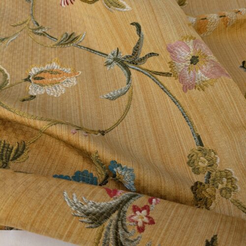 PXL_20241014_200712594 2.2 yard Scalamandre Colony Roma Millefiori Bronzo Yellow Floral Botanical Tree Foliage Renaissance MSRP USD 500+/Y