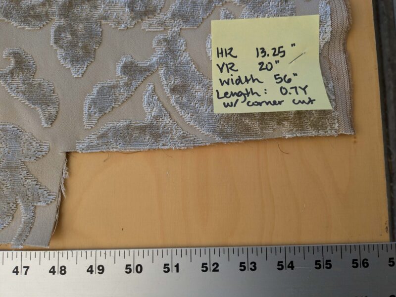 PXL_20241014_204904820 0.7 yard with Corner Cut Scalamandre Venezia Silk Velvet Beige Renaissance MSRP USD 596/Y