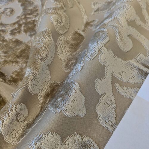 PXL_20241014_204949056 0.7 yard with Corner Cut Scalamandre Venezia Silk Velvet Beige Renaissance MSRP USD 596/Y