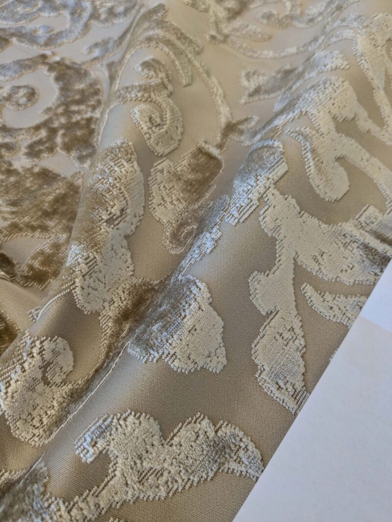 PXL_20241014_204949056 0.7 yard with Corner Cut Scalamandre Venezia Silk Velvet Beige Renaissance MSRP USD 596/Y