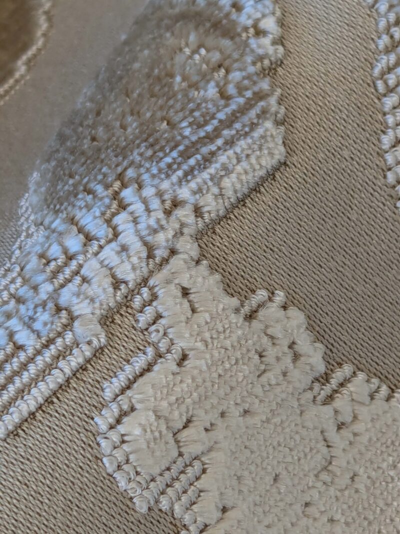 PXL_20241014_204952054 0.7 yard with Corner Cut Scalamandre Venezia Silk Velvet Beige Renaissance MSRP USD 596/Y