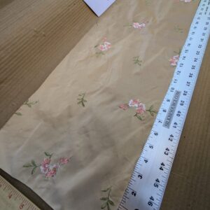 PXL_20241016_203029420 (1) 0.25 Y Lee Jofa Fleurir Silk Sand Pale Gold With Pink Flower Embroidery MSRPUSD188/Y