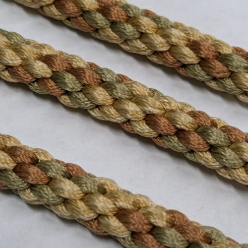 PXL_20241016_221016818 66 inches Scalamandre 100% Silk Rope Trim C42-59 (Trim Box B) Woven Green Brown Yellow