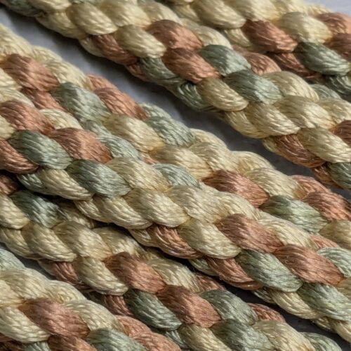 PXL_20241016_221204573 4.4yards Scalamandre 100% Silk Rope Trim C42-59 (Trim Box B) Woven Green Brown Yellow